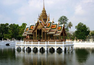 Thai pagoda in the middle of the lake