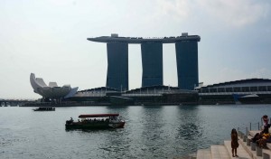 The new Marina Bay Sands Hotel and Casino. The "cover" across the towers is actually an infinity pool that is 3X the length of an Olympic pool and 650 feet up!