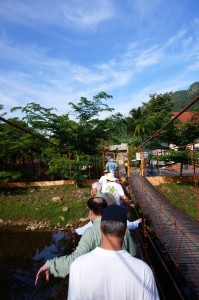 The suspension bridge to Oriental Village