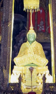 The Emerald Buddha. We were asked what we thought the Emerald Buddha was made of. After many wrong answers, I suggested a lime Jello mold. I will probablt pay for that remark in the next life!