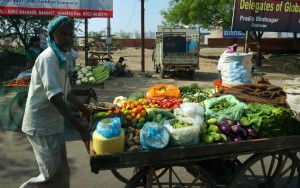 Heading out of Agra. Lots of vendors early in the morning.