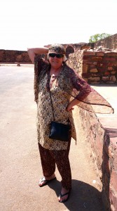 Deb rocking her Indian outfit! Very cool in the hot weather.