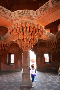 Emperor Akbar would stand above his audience to hold discussions.