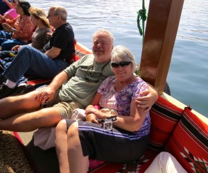 Deb and Glen relaxing on the dhow