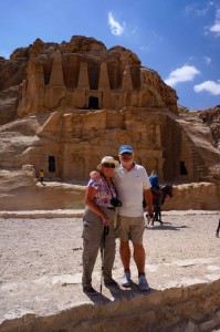 Glen and Deb at one of the noble tombs outside Petra. Only royalty and VIPs could be buried inside. If you had the money, you could be buried "in view" of Petra.