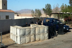 One of the frequent police and/or army checkpoints along the road. 