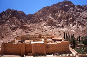 A view of the monastery from the opposite hill. The mountain behind it is actually just in front of Mt. Sinai (where Moses got the Ten Commandments).