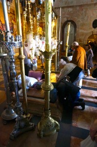 The stone over the stone upon which Jesus was said to have been laid to rest.