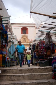 The artisan's market by the Dominican Church -- some hand made, some machine made, some factory made, some Guatemalan -- you can't tell the products without a guide!