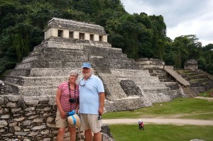 Deb and Glen in front of the Temple of Inscriptions