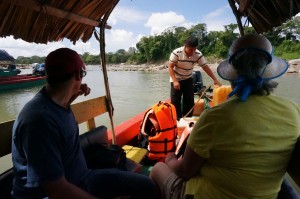 Taking the boat to Yaxchilan