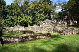 By the area where the ball game was played. It's a long story, but one of the things that connects the variety of Mayan cultures. My sense is that it is something like soccer meets Hunger Games...