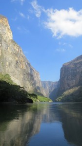 Getting deeper into the canyon. The walls rise and the river gets deeper.