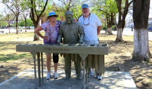 Deb and Glen join the marimba band. BTW, the marimba came from Africa via slaves brought into Guatemala by the Portuguese. It became popular in Chiapas and remains so to this day.