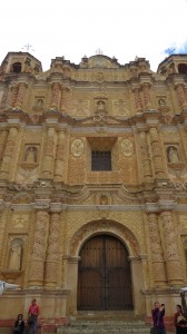 The Dominican Church, by the artisan market. It is much more ornate than the city's official cathedral. The Dominicans were very active in negotiating the peace between the Zapotistas and the Mexican government.