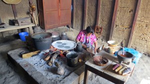 One of the ladies making blue corn tortillas for us.