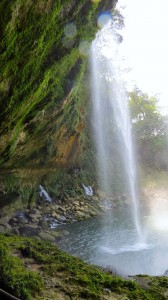 The trail behind the waterfall