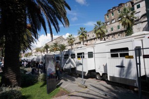 There were lots of trailers for the actors. Deb kept looking over the fence -- she was hoping to see John Snow!