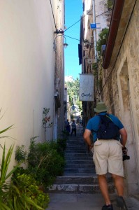 Starting the climb to the castle.