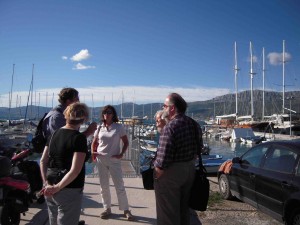 Waiting for our first Zodiac ride to the boat -- six people at a time.