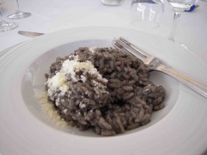 Black ink risotto, courtesy of Deb's squid fishing skills.