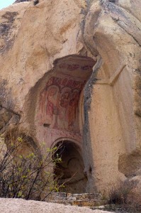 Since you can't take photos of the well-preserved frescoes inside, you can see some of the unrestored outdoor ones. You really should Google this place to see the frescoes!