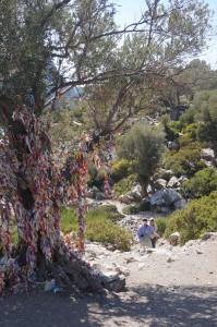 Making our way to the church, we saw the tree with ribbons.