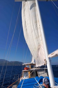 Looking back from the bowsprit.