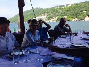 Sitting down for lunch. A lovely spot, with beautiful place settings.