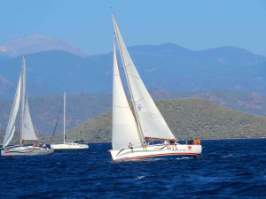 But perfect conditions for sailing. A great race was underway. We slid through the pack!