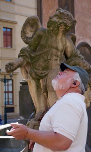 Glen getting some help in checking out the sites around St. Nicholas Church