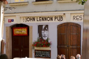 While John Lennon actually never visited Prague, he became a symbol during the demonstrations to overcome the Communist regime. Hence, you see a lot of his images around.