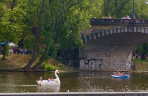 You see a lot of people in paddle boats on the river, whether traditional...