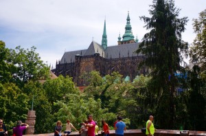 Approaching Prague Castle and the Cathedral of St. Vitus. Remember the condition St. Vitus Dance? Well, it is named after St. Vitus who was believed to be epileptic and died a pretty horrible martyrdom (look it up -- it isn't pretty)