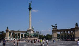 Heroes Square is one of the grandest venues in Budapest. At the center of the square is the over 100 foot MIllenium Monument and the Tomb of the Unknown Soldier. The Monument is topped by the archangel Gabriel, holding the holy crown and the apostolic cross. Surrounding the monument are statues in the Greek and Roman tradition. Oh those Hapsburgs – always trying to tie their empire to previous days of glory!