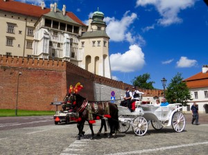 One of the turista modes of transportation at the base of Wawel Hill.