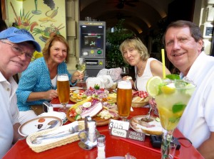 These are some friends we met on the boat and hung out with for most of the week. Very nice people. Good thing were only hungry for a snack! My lemonade was so good, I had a second (this time with a bit of vodka!). 