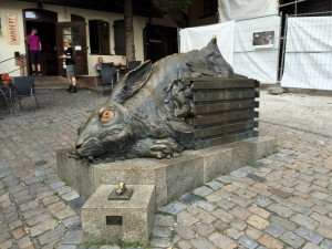 A sculpture created from one of Durer's etchings. Imagine bumping into this after a hard night of drinking!