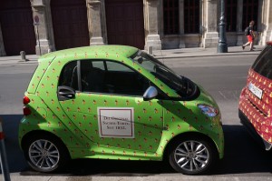 Old meets new -- the new Smart cart advertising for the original home of Sacher Torte!