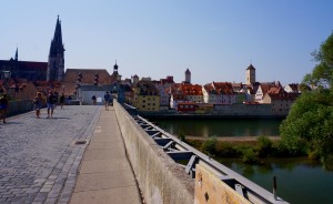 Starting across the old stone bridge into the Old City