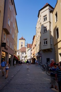 Narrow streets and lots of patrician towers. A word about the towers -- they were status symbols for the wealthy merchants of the time. It was all about who had the biggest tower. If you think you have seen towers like this before, you probably have -- the design was from Venice!