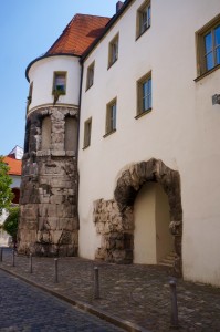 Part of the old Roman wall.