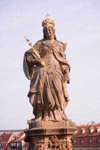 Here is a statue of St. Cunigunde, over the Regnitz River.