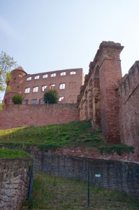 Walking up to Wertheim Castle. A little brutal in the heat! You can see that much of it is a ruin.