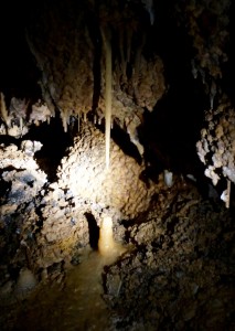 Stalagtites meeting stalagmites.