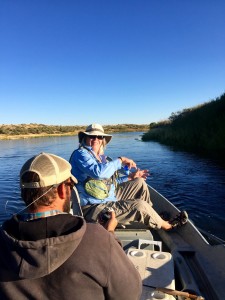 Deb in the bow, getting ready for her big 9 trout catch day!