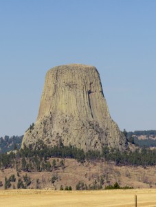 Coming up to Devil's Tower National Monument. No flying saucers were in evidence...